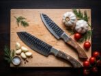 Damascus Chef Knife — Hand-Forged, Walnut Handle, Leather Sheath - Image 4