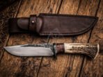 Damascus Camp Knife — Hand-Forged, Leather Sheath - Image 3