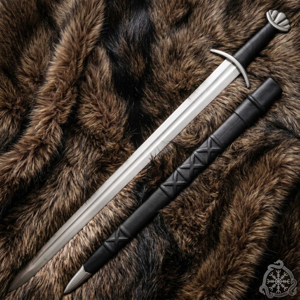 Sword — Hand-Forged Stainless Steel, Wood Handle, Sheath Included
