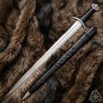 Sword — Hand-Forged Stainless Steel, Wood Handle, Sheath Included