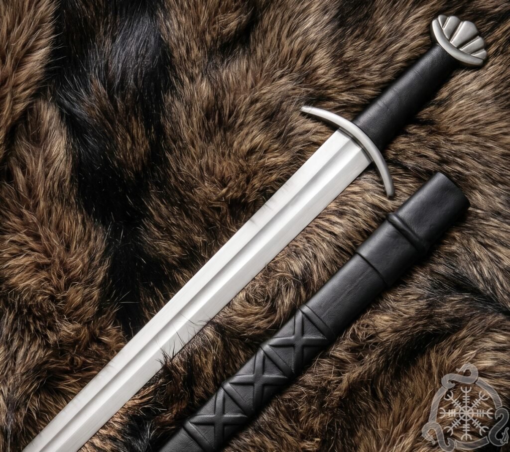 Sword — Hand-Forged Stainless Steel, Wood Handle, Sheath Included - view 2