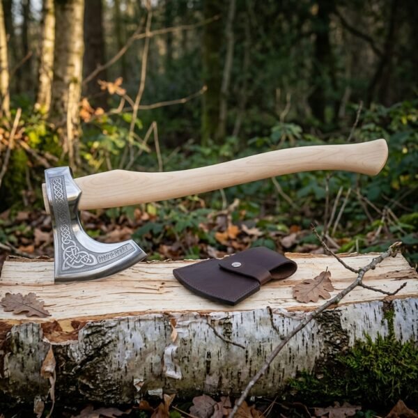 Birchskeg Hand Forged High Carbon Steel Viking Bearded Axe | 19 Inch Overall with 4.5 Inch Cutting Edge | Norse Bushcraft Gift | RK-1210
