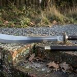 Grimwake Hand Forged High Carbon Steel Falchion Sword | 30 Inch Overall with 24 Inch Blade | Dark Hardwood Grip and Brass Cross Guard and Pommel | Collector and Display Gift | RK-1290