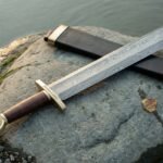 Tidebrand Hand Forged Damascus Norse Short Sword | 28 Inch Overall with 21 Inch Blade | Collector Display Gift | RK-1334