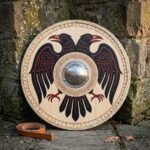 Ravenward Hand Made Viking Round Shield | 24 Inch Diameter | Leather Arm Strap and Hand Grip | Norse Reenactment Gift | RK-1203