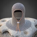Hoodwarden Hand Forged Chainmail Coif | Butted Mild Steel Mail | Leather Bound Face Opening, Drawstring Throat and Shoulder Mantle | Viking Gift | RK-1473