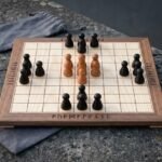 Kingsflight Hand Made Walnut and Maple Hnefatafl Viking Board Game | Solid Hardwood Board with Turned Playing Pieces and Elder Futhark Border | Norse Family Gift | RK-1732