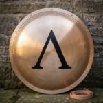 Gorgonward Hand Made Bronze Faced Greek Hoplon Shield | 32 Inch Aspis with Meander Border | Porpax Arm Band and Antilabe Grip | Spartan Display Gift | RK-1497