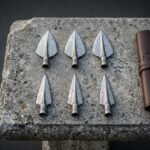 Fletchbane Hand Forged Damascus Viking Arrowhead Set | Six Socketed Broadheads | 1095 and 15N20 Damascus Steel with Rolled Leather Case | Archery and Norse Gift | RK-1631