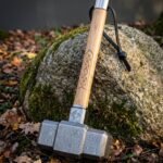 Thundergrain Hand Forged Damascus Mjolnir Style Hammer with Carved Ash Handle & Norse Knotwork Panel | Norse Display Gift | RK-1572