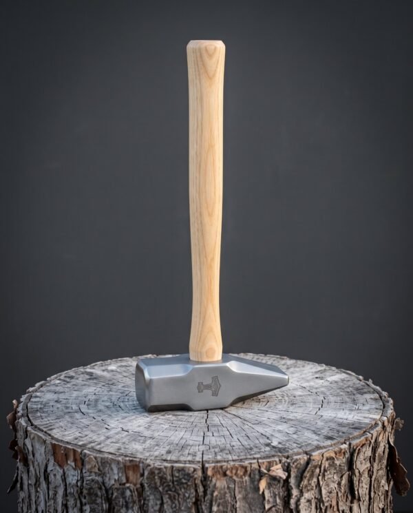 Thunderpein Hand Forged 1095 Steel Cross Pein Blacksmith Hammer with Mjolnir Engraving & Ash Handle | Forge and Anvil Gift | RK-1536