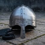 Kinhelm Hand Forged Steel Viking Nasal Helmet | 18 Gauge Mild Steel | Riveted Dome, Elder Futhark Brow Band and Padded Liner | Norse Reenactment Gift | RK-1459