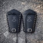 Stormcuff Hand Made Black Leather Viking Bracers with Mjolnir Engraving & Steel Eyelet Lacing | Norse Reenactment Gift | RK-1575