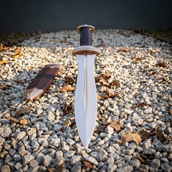 Wasptooth Hand Forged 1095 Carbon Steel Roman Pugio Dagger with Raised Midrib Blade | 15 Inch Overall | Engraved Bronze Guard and Leather Sheath | Legionary Collector Gift | RK-1698