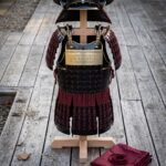 Crimsonlace Hand Made Lacquered Steel Samurai Lamellar Armour Suit | Full Do Sode and Kusazuri | Crimson Lacing Brass Plaque and Jingasa | Display Gift | RK-1543