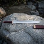 Bronzeleaf Hand Forged 1095 Steel Leaf Blade Sword with Bronze Guard and Pommel | 27 Inch Overall | Burgundy Leather Grip and Etched Meander Band | Classical Collector Gift | RK-1723