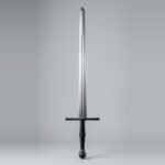 Myrkvald Hand Forged 51CrV4 Blunt Longsword with Blackened Cross & Fuller to Two Thirds | About 47 Inches Overall | Black Leather Wrapped Grip and Care Card | Club Gift | RK-3037