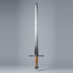 Faskvar Hand Forged 51CrV4 Blunt Arming Sword with Narrow Fuller & Demi Lune Pommel | About 37 Inches Overall | Tan Leather Grip and Full Lifetime Warranty | HEMA Gift | RK-3029