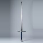 Drakvend Hand Forged 51CrV4 Spring Steel Blunt Longsword Trainer with Flat Diamond Blade & Wheel Pommel | About 49 Inches Overall | Navy Cord Grip and Care Card | Club Gift | RK-3004