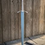 Palecourt Hand Forged 1095 Steel Medieval Longsword | 41 Inch Overall | Arched Steel Guard and Knot Engraved Shield Pommel with Fitted Scabbard | Knight Collector Gift | RK-1894
