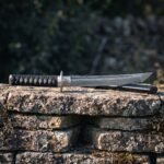 Trinesaya Hand Forged Damascus Tanto Sword with Valknut Etched Blade | Black Cord Wrapped Handle and Round Steel Tsuba | Black Scabbard | Norse Collector Gift | RK-2074