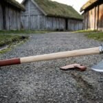 Hammerpoll Hand Forged Damascus Viking Axe | 32 Inch Ash Haft | Mjolnir Stamped Poll and Bearded Bit with Leather Edge Cover | Norse Collector Gift | RK-1906