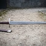 Wheelbraid Hand Forged Damascus Arming Sword | 36 Inch Overall Length | Steel Wheel Pommel with Brown Leather Grip and Knotwork Cut Ricasso | Knightly Collector Gift | RK-1920