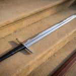 Ashenwheel Hand Forged 1095 Steel Disc Pommel Sword | 36 Inch Overall | Black Leather Grip and Etched Fuller Panel | Medieval Collector Gift | RK-1865