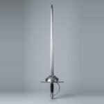 Fenrholt Hand Forged 51CrV4 Rapier Trainer with Dished Shell Guard & Very Long Quillons | About 47 Inches Overall | Black Leather Wrapped Grip and Care Card | HEMA Gift | RK-3039