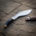Runecurve Hand Forged High Carbon Steel Kukri Knife | 16 Inch Overall Length | Black Horn Handle with Brass Bolster and Butt Cap | Rune Etched Gift | RK-2147