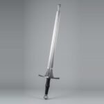 Vandrekt Hand Forged 51CrV4 Feder with Triangular Schilt & Flared Safety Knob Tip | About 49 Inches Overall | Black Leather Wrapped Grip and Care Card | Training Gift | RK-3041