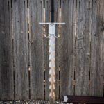 Flamewave Hand Forged Damascus Flamberge Longsword with Wave Cut Blade | Parrying Hook Guard | Leather Wrapped Grip and Wooden Scabbard | Display Collector Gift | RK-2174