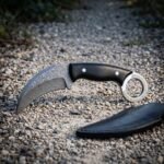 Clawshade Hand Forged 1095 and 15N20 Damascus Karambit Knife with Ebony Handle & Knotwork Engraved Finger Ring | Everyday Carry Gift | RK-1496