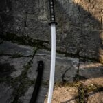 Stormfold Hand Forged Damascus Katana with Cord Wrapped Handle | 1095 and 15N20 Blade at 58 to 60 HRC | Oval Iron Tsuba and Black Lacquer Saya | Japanese Sword Gift | RK-1624