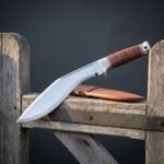 Stavehelm Hand Forged 1095 Kukri Knife with Stacked Leather Handle & Helm of Awe Bolster | About 16 Inches Overall | Tan Leather Sheath | Norse Camp Gift | RK-2198