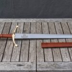 Keelbrand Hand Forged High Carbon Arming Sword with Longship Etched Blade | Brass Ball Pommel and Trefoil Guard | Leather Grip and Scabbard | Norse Collector Gift | RK-2172
