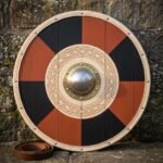 Emberward Hand Made Viking Round Shield | 30 Inch Planked Linden Face | Brass Boss with Carved Knotwork and Rawhide Rim | Norse Reenactment Gift | RK-1521