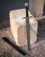 Helm of Awe stave cut into a polished panel below a wide flat steel guard
