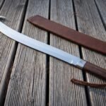 Talonreave Hand Forged Hooked Glaive Blade | 34 Inch Overall with 22 Inch Blade | Walnut Grip, Steel Collar and Brown Leather Scabbard | Norse Collector Gift | RK-1973