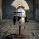 Legionplume Hand Forged Steel Roman Imperial Gallic Helmet | 18 Gauge Mild Steel | Brass Trim, Horsehair Crest and Hinged Cheek Guards | Roman Reenactment Gift | RK-1460