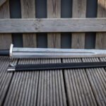 Knotdrift Hand Forged Damascus Viking Sword with Etched Celtic Knot Panel | Three Lobed Pommel and Black Leather Grip | Steel Mounted Scabbard | Norse Collector Gift | RK-2050