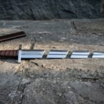 Knotmarch Hand Forged 1095 Steel Knotwork Arming Sword | 34 Inch Overall | Brown Leather Grip and Lobed Steel Pommel | Norse Reenactment Gift | RK-1857