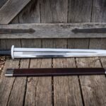 Knotreave Hand Forged Knotwork Viking Sword | 36 Inch Overall with 29 Inch Blade | Five Lobed Pommel, Leather Grip and Brown Leather Scabbard | Norse Gift | RK-1979