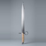 Brunhak Hand Forged 51CrV4 Spring Steel Langes Messer Trainer with Large Ring Nagel & Clipped Point | About 37 Inches Overall | Pale Wood Scales and Blunt Edge | HEMA Gift | RK-3019
