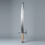 Aurnvik Hand Forged 51CrV4 Spring Steel Langes Messer with Forward Angled Nagel Spike & Blonde Scales | About 35 Inches Overall | Wood Scale Grip and Care Cloth | HEMA Gift | RK-3048