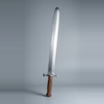 Molgarth Hand Forged 51CrV4 Spring Steel Langes Messer with Mushroom Head Nagel & Rounded Tip | About 35 Inches Overall | Brown Scale Grip and Care Cloth | Fencing Gift | RK-3047