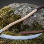 Harrowsweep Hand Forged 1095 Steel War Scythe | 60 Inch Ash Haft with 20 Inch Sweeping Blade | Triquetra Etched Steel, Leather Grip and Blade Cover | Norse Display Gift | RK-1953