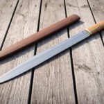 Runescar Hand Forged 1095 Viking Seax | 15 Inch Blade with Elder Futhark Rune Line & Olive Wood Handle | Leather Sheath | Norse Gift | RK-1596