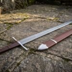 Fellwhorl Hand Forged Pattern Welded Arming Sword | 36 Inch Overall | Leather Wrapped Grip and Steel Wheel Pommel | Medieval Collector Gift | RK-1852