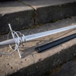 Runecage Hand Forged Rune Etched Rapier | 42 Inch Overall with 35 Inch Blade | Swept Steel Hilt, Wire Wrapped Grip and Black Scabbard | Fencing Collector Gift | RK-1975